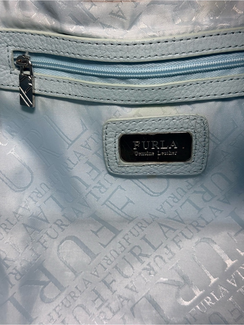 Furla Light Blue Pebbled Leather Shoulder Bag | ✨ | 2000s–Early 2010s ✨ - Picture 7 of 8